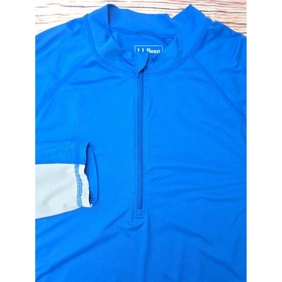 L.L. Bean Mens Zip Pullover Athletic Long Sleeve Shirt Medium Blue - Picture 4 of 6